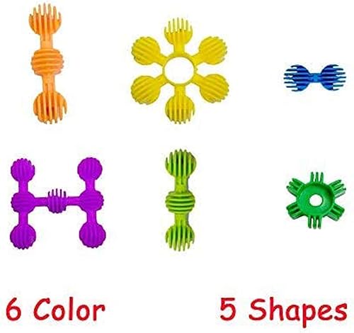 Miniatura 6 de RAINBOW TOYFROG Star Flex STEM - Juguetes de construcción - 70 bloques de conectores para niños con bolsa - Juguetes de mesa STEM y preescolar -