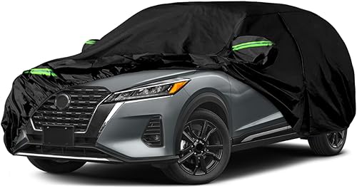 Funda impermeable para automóvil compatible con accesorios Nissan Kicks 2016-2024, negro 210T interior de algodón con cremalleras de puerta para