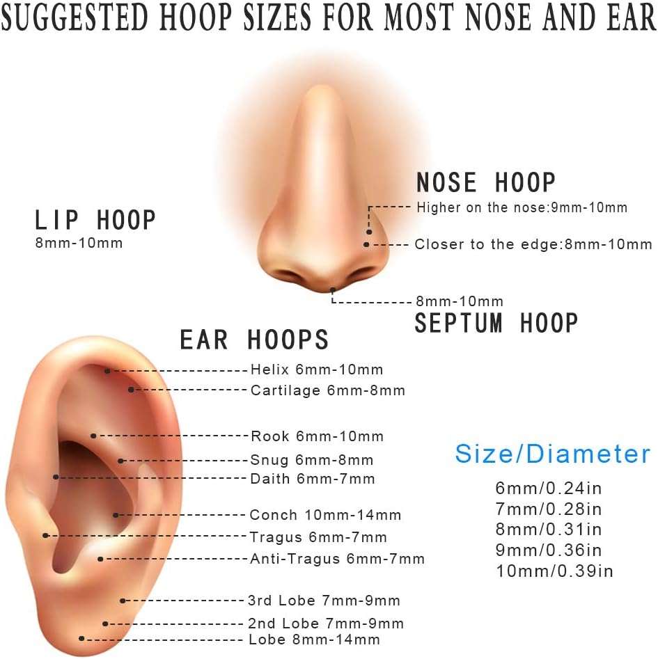 Unisex 18K Real Gold Plating Surgical Steel Sleeper Tiny Hoop Earrings,Nose Ring Septum Ring Helix Ring Daith Ring Lip Ring Nipple Ring Snug Ring Rook Ring Body Piercing Jewelry - Image 4