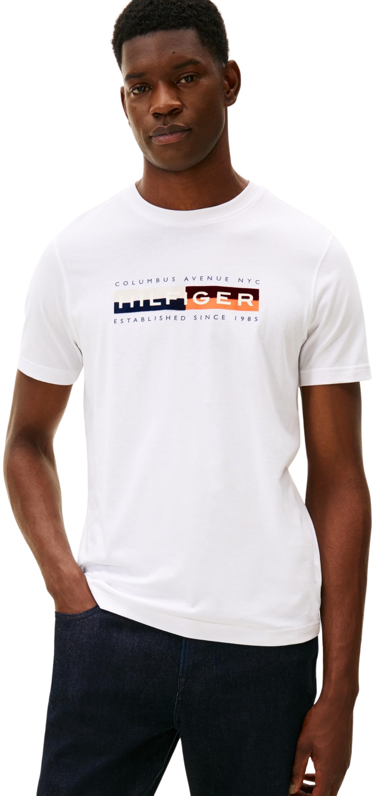 Tommy Hilfiger Herren T-Shirt Kurzarm Colour Block Graphic mit Rundhalsausschnitt