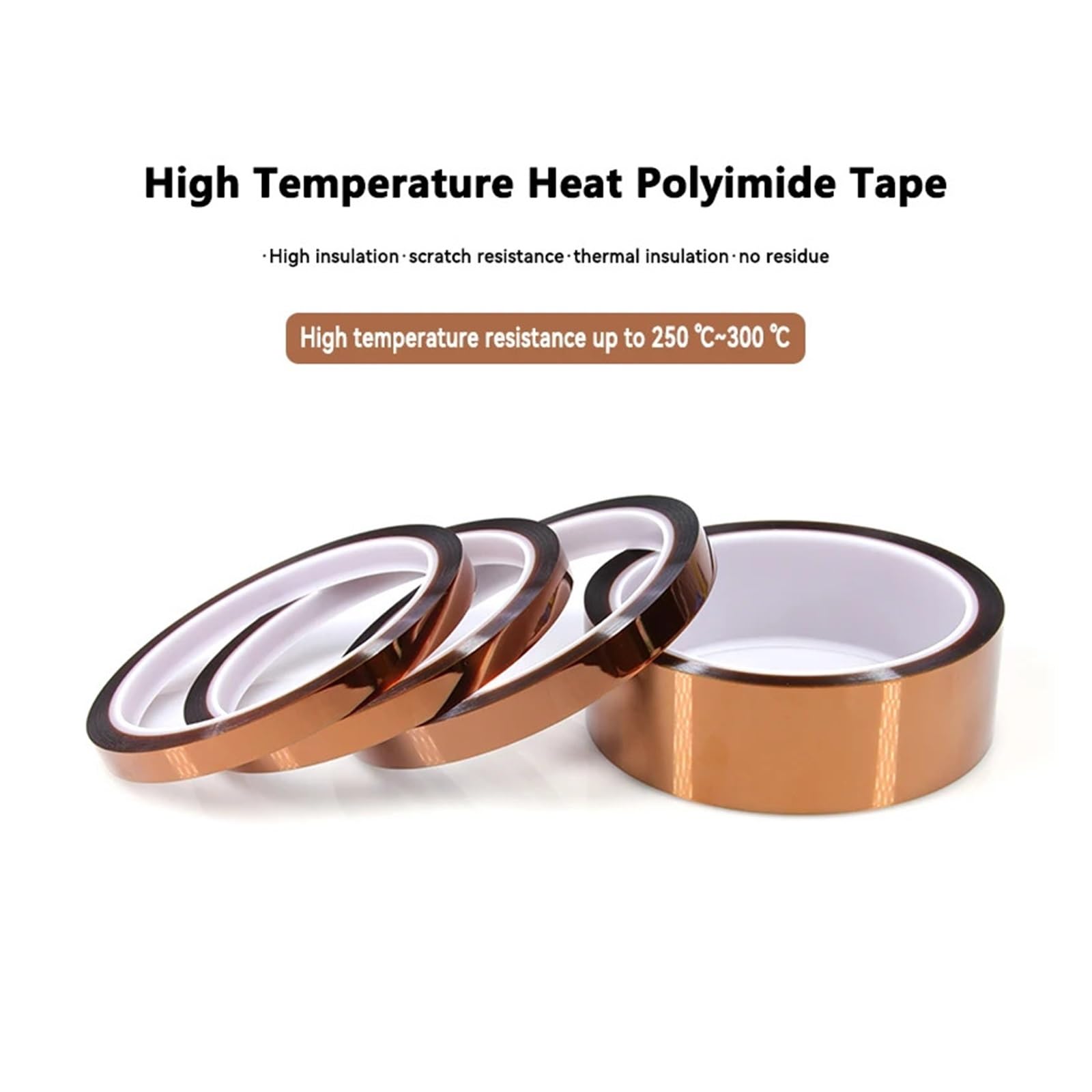 Cinta BGA De Calor Alta Temperatura, Aislamiento Térmico, Adhesivo Poliimida, Protección Aislante Tablero Impresión 3D para Enmascarar, Soldar, Electricidad(2 rolls,33.0M_0.06MM_45MM)