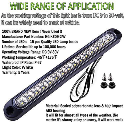 Image of 2 Pack 10 inch 15 LED Trailer Identification Light 9 to 30-volt, LED Turn Signal Stop Tail Lights Bar Strip Truck Rear Marker Lights IP67 Waterproof for Heavy Duty Marine Boats Trailers Trucks Pickups