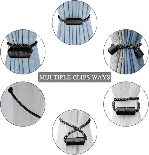 Miniatura 10 de Paquete de 2 alzapaños magnéticos fuertes para cortinas para exteriores, alzapaños decorativos modernos, hechos a mano, sujetadores decorativos para