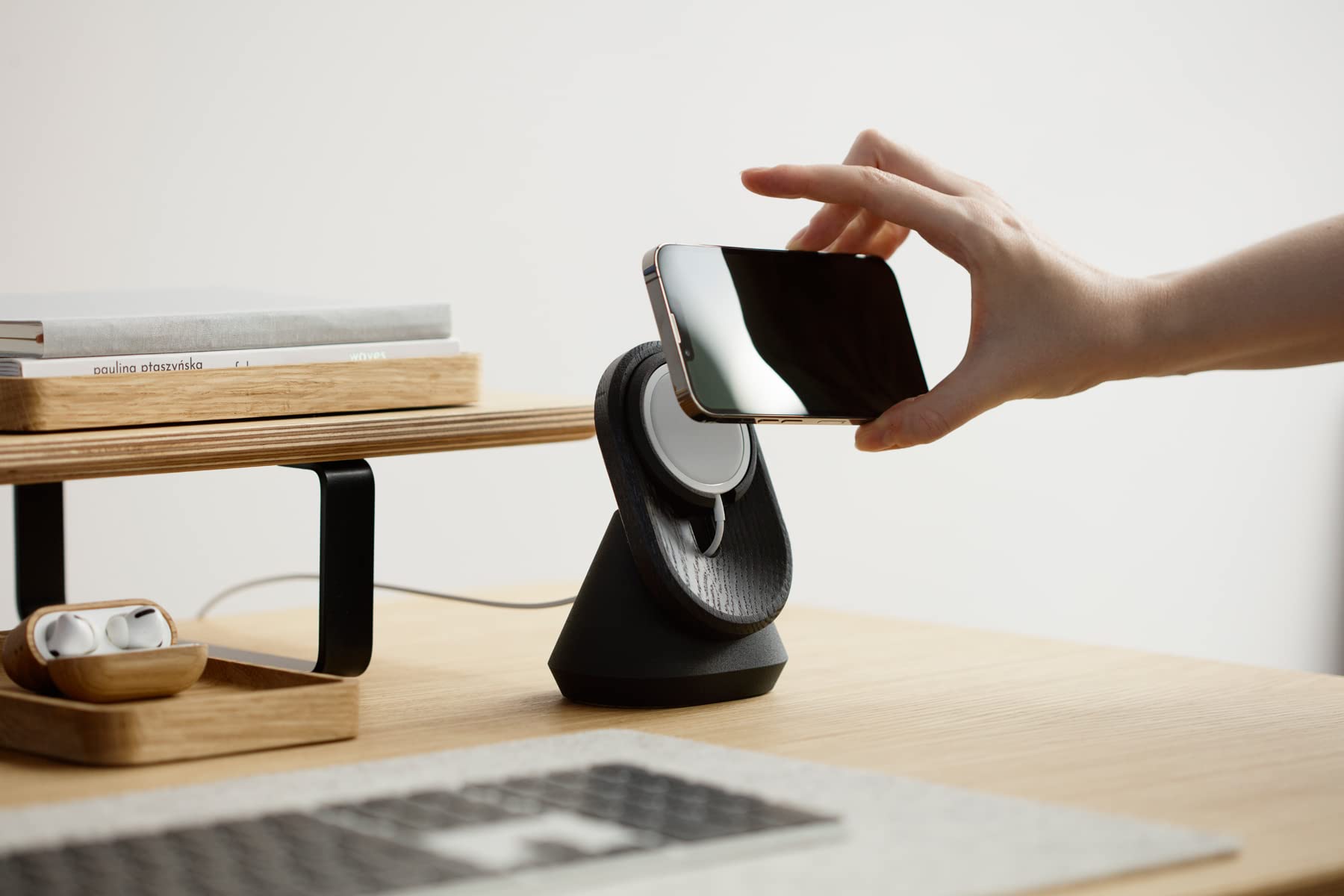 Oakywood Phone Holder Desk, Phone Stand for Desk, Handcrafted Wooden Mobile Phone Stand & Holder - Image 2