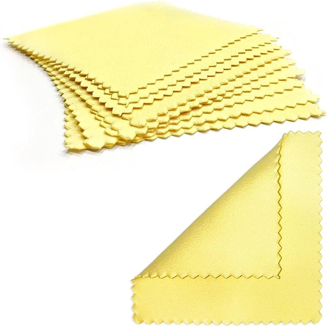 15 Pack Jewelry Cleaning Cloth Polishing Cloth Yellow Jewellery Cleaning Cloths for Sterling Pearl Gold Platinum and Silver 8 x 8 cm