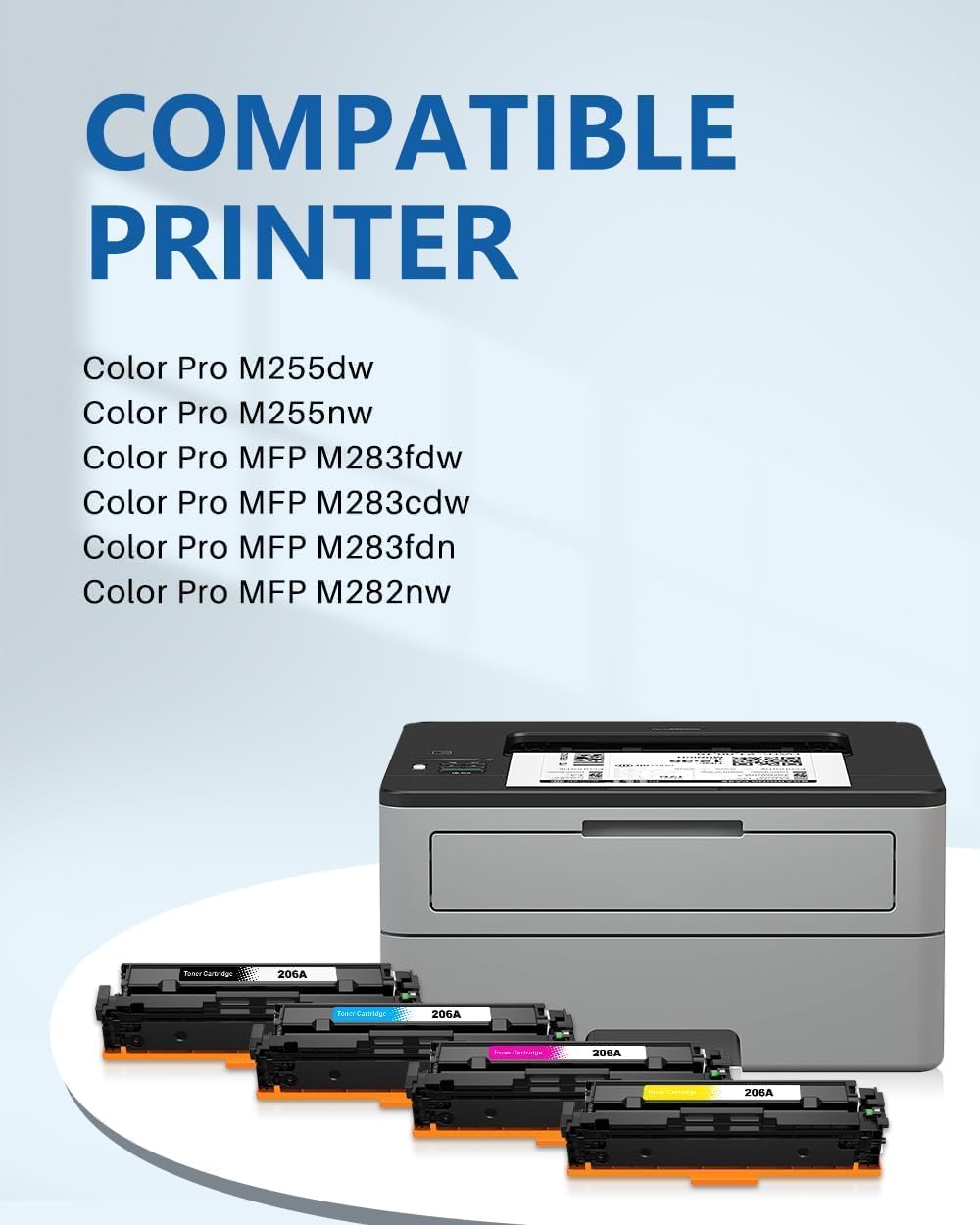 colorfly 206A Toner Cartridges 4 Pack(with Chip) Replacement for hp 206 A Toner Cartridges 206X W2110A Work with Color LaserJet Pro MFP M283fdw MFP M255dw M283cdw M283fdn M255nw M282nw
