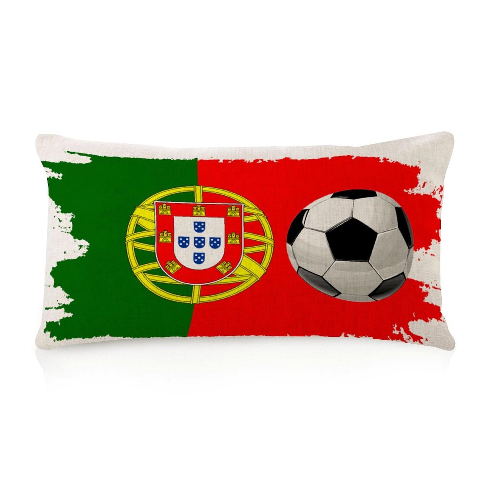 Wsdesdec Style-7 Elegant Body Pillow Case Cover With Zipper 12X20in Football Theme Portugal Home Decor Long Lumbar Throw Pillow Covers City Flag Souvenir International Throw Pillow Case For Bedroom Porch Car