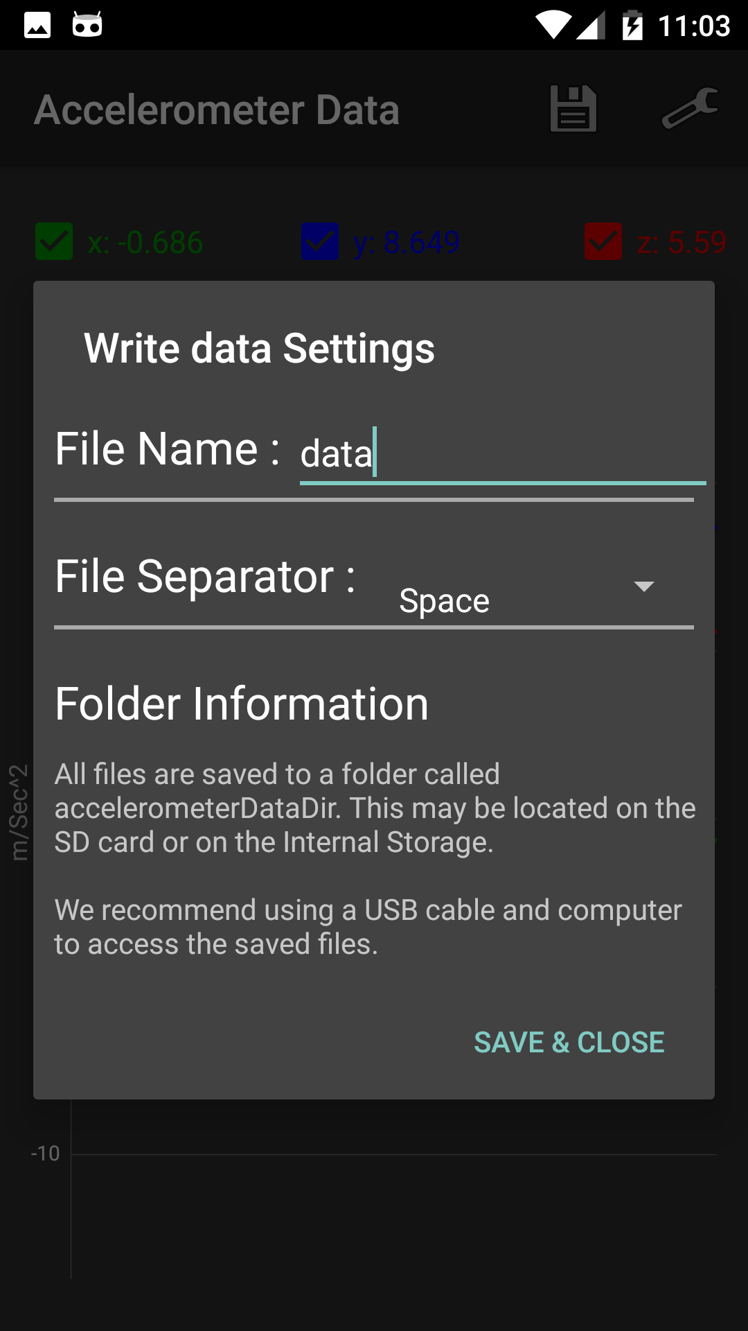 Acceler Data Accelerometer Data - App on Amazon Appstore