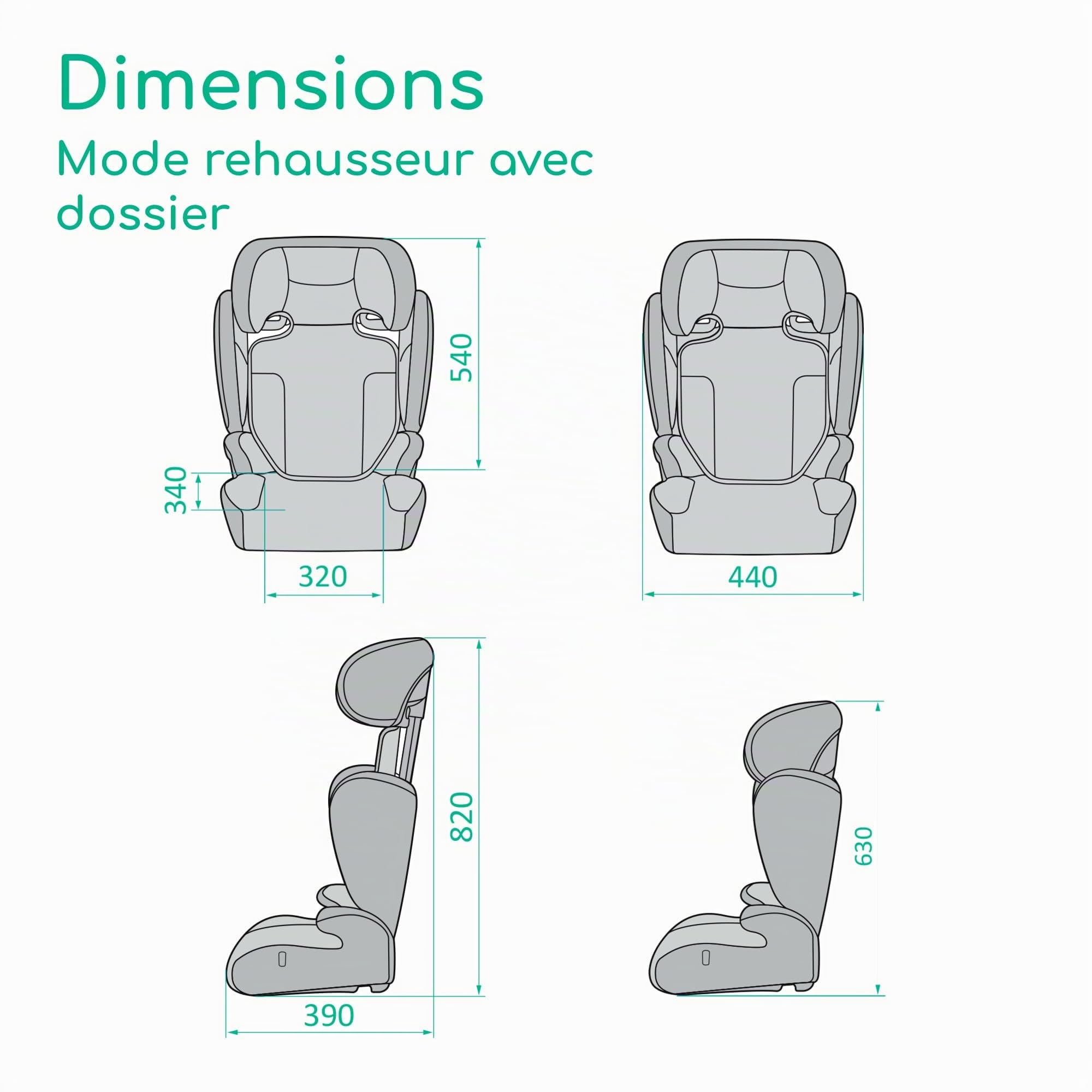 Bebeconfort Ride 2-in-1 i-Safe, Rehausseur Siège-auto Enfant, 3,5-12 ans (100-150 cm), Rehausseur Ceinturé, Dossier Amovible, Léger (3,4 kg), 11 Positions D'appui-tête, Porte-gobelet, Full Black