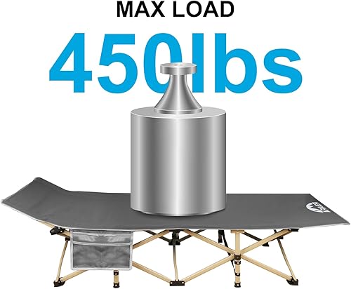 Miniatura 10 de ARAER Camping Cot, Portable Folding Outdoor Bed with Mattress Carry Bag, Max Load 450LBS,Heavy Duty Sleeping Cots for Adults Kids Travel Camp Beach