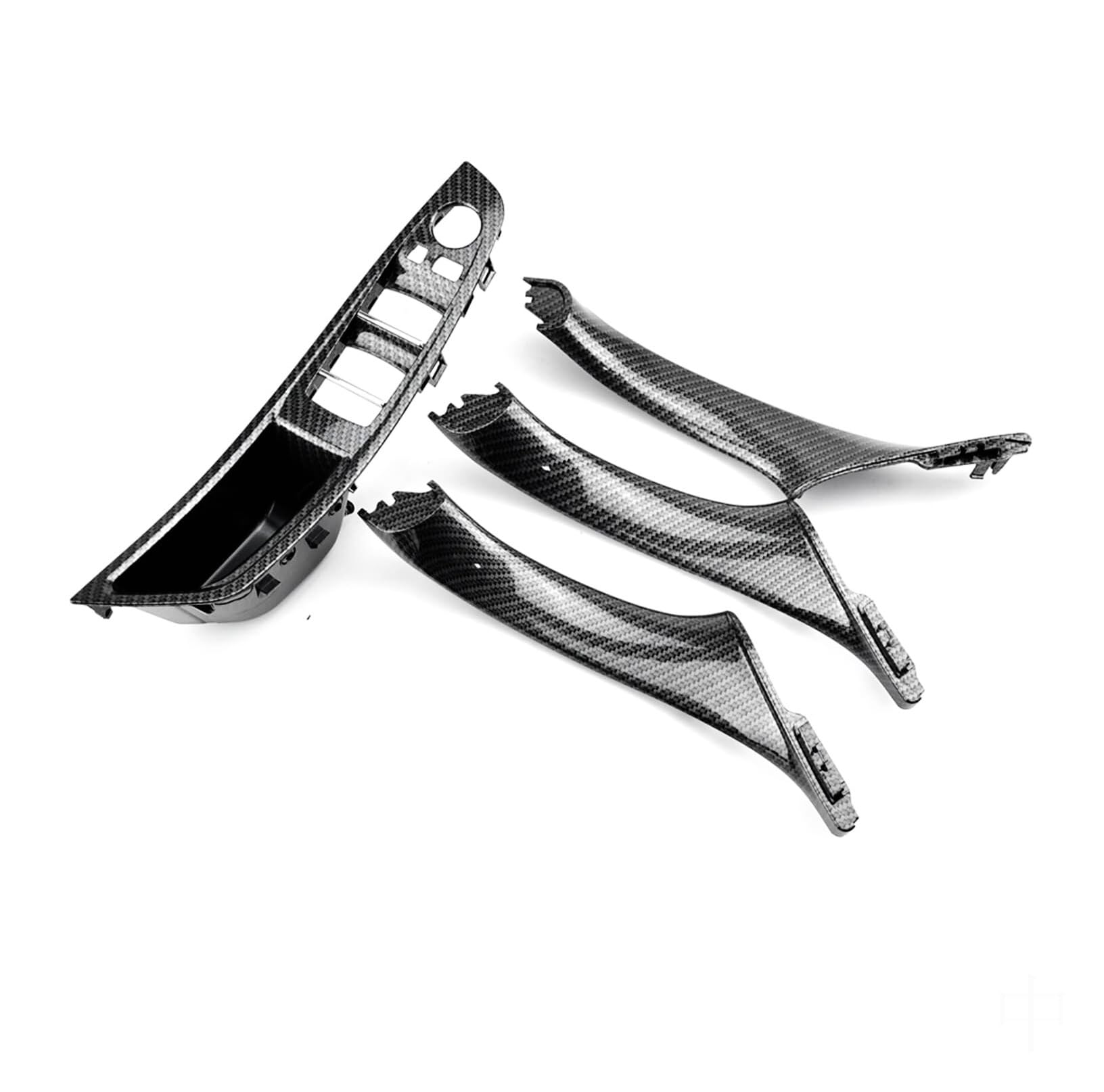 GTDTKGANAK for BMW for 5 for Series F10 F11 F18 2010-2017 Inner Door Handle Carbon Fiber Interior Door Panel Handle Decorative Covers(RHD,Carbon-4pcs)