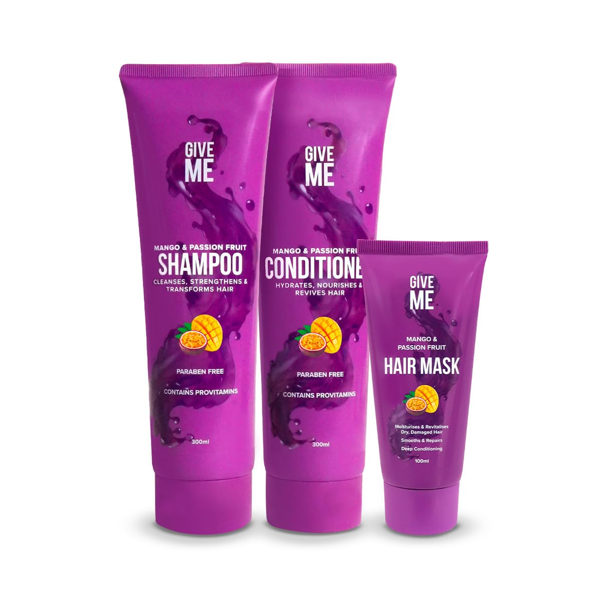 Give Me Cosmetics, Shampoo and Conditioner Sets, for Greasy Hair with Mask, Mango & Passion Fruit, Paraben Free