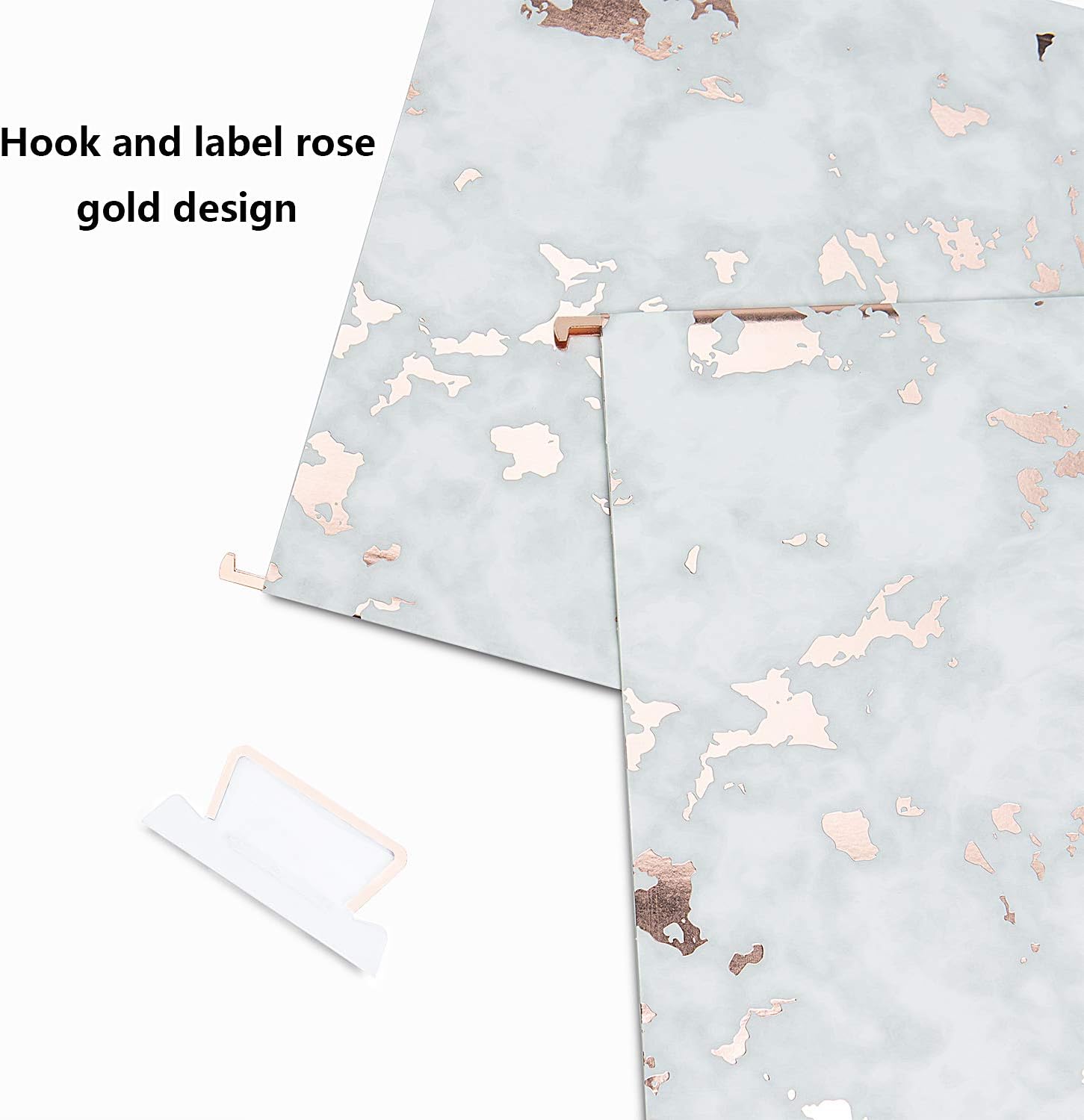 Y YOMA 12 Pack Rose Gold Hanging File Folders Letter Size Decorative File Folder Cute Pretty Hanging Folder Organizer for Filing Cabinet Office Home with 1/5-Cut Adjustable Tabs, 3 Marble Design