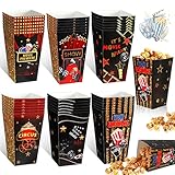36 Pcs Movie Night Popcorn Paper Boxes Buckets 6 Inch Popcorn Holders Boxes Bowl Movie Night Party Favor Treat Containers for retro Theater Birthday Carnival Circus
