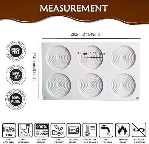 Miniatura 2 de Molde de silicona con forma de tourbillon 3D para pastel de mousse, moldes de silicona para chocolate, molde de postre francés para chocolate