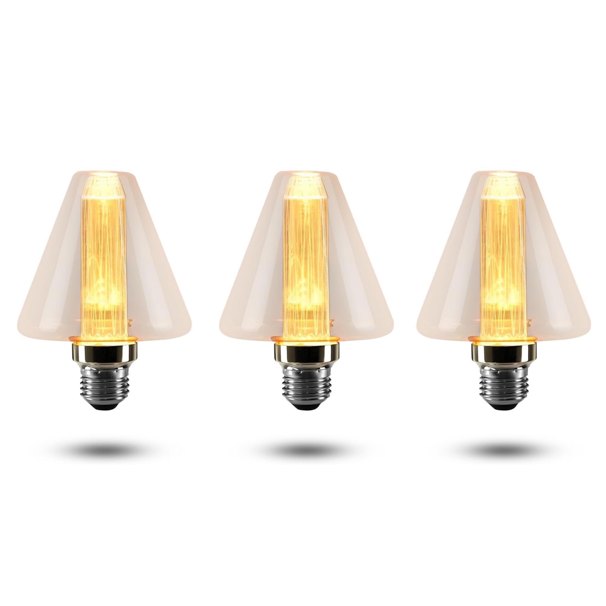DC VOLTAGE 3 Pack Vintage Tubular E27 Edison Screw Light Bulb Non Dimmable Decorative Bulbs Amber Glass Warm White, Retro E27 Screw Bulb (Style 10)