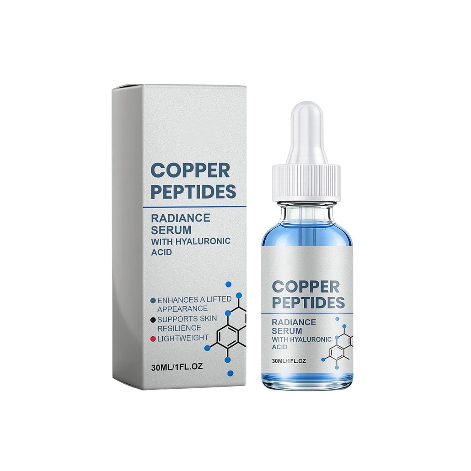 Copper Peptides Serum for Face, Anti-Aging Copper Peptides Facial Serum with Hyaluronic Acid, Lightweight Non-Greasy, Moisturizing, Firming & Plumping Skin, Reduces Fine Lines & Wrinkles