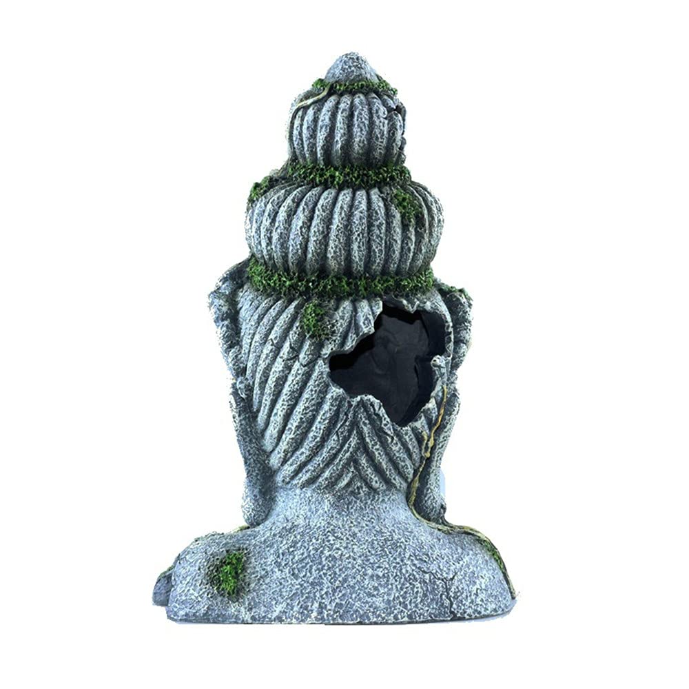 QTMY Décoration d'aquarium, grande statue tête de Bouddha Betta Serpent Cachette Grottes