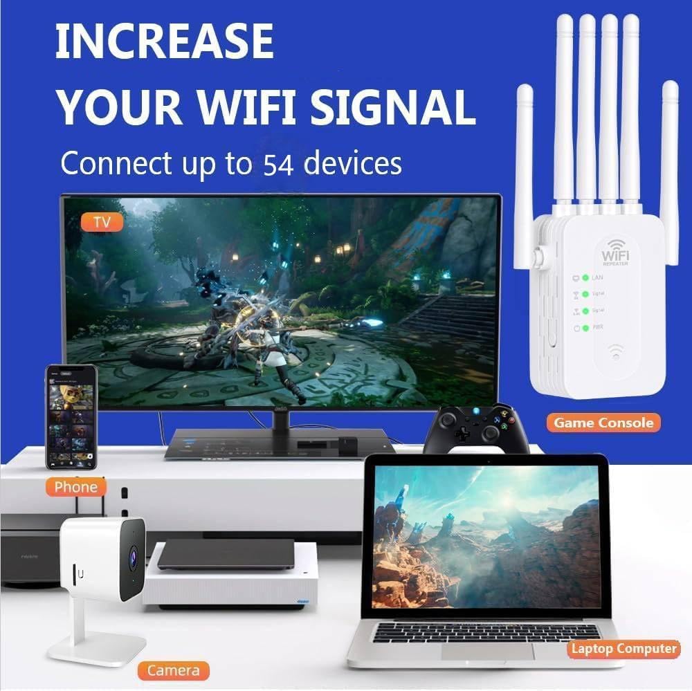 Amplificador Señal WiFi con 6 Alta Ganancia Antenas Repetidor WiFi Largo Alcance con 300Mbps WiFi Extender 2 Puertos LAN Cobertura hasta 400 m² Instalación Acción Router/Ap Modos para hogar Oficina — view 4
