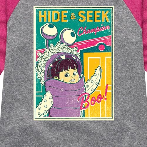 Disney Monsters Inc. - Boo Hide and Seek - Toddler & Youth Girls Raglan Graphic T-Shirt3