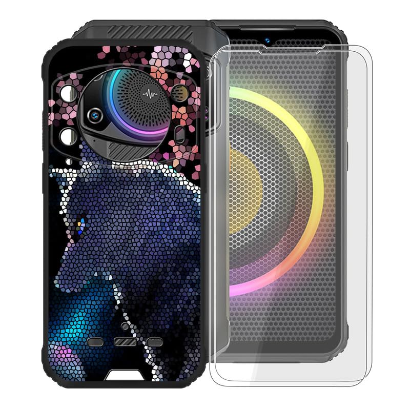 Ikiiqii Custodia per Ulefone Armor 21 (6.58) Cover Trasparente Morbido Silicone TPU Bumper Case + 9H Durezza Vetro Temperato Pellicola Film Schermo -Cuori Rossi