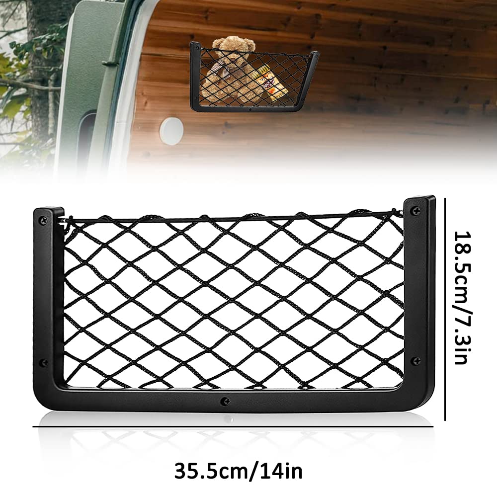 Redes de almacenamiento para autocaravanas, 4 redes de carga para almacenamiento de coche, caravanas, furgonetas, bolsa de malla elástica, bolsillo organizador (36x18 cm)