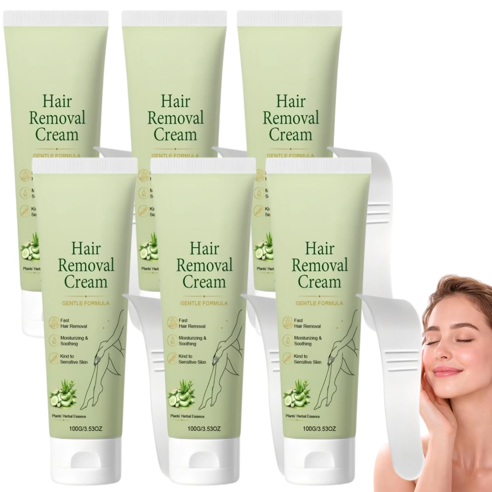 Crema depilatoria delicata con aloe vera, per una depilazione del viso impeccabile nelle donne. Indolore e veloce, adatto per gambe, ascelle, maglia, labbro superiore (6 pezzi)