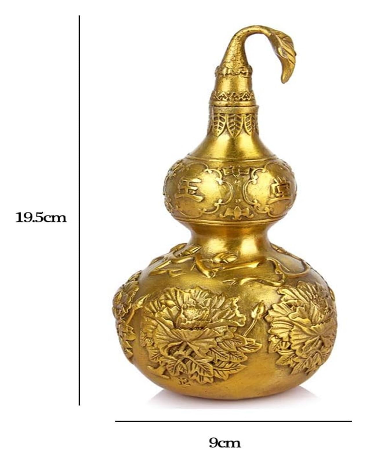 RLKHXBS Tabletop Feng Shui Gold Brass Dekoracja szczęścia, Wu Lou/Hu Lu/Gourd Wealth Peaceful Copper Statue, Chinese Charm of Prosperity Decoration Figure, mosiądz, mosiądz