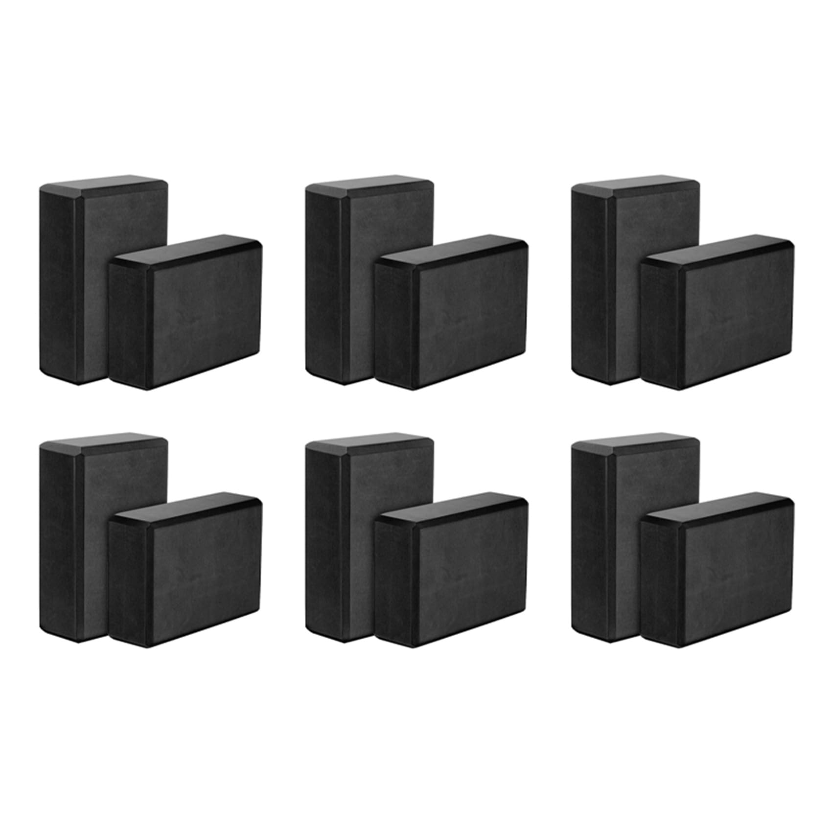 ISTOVO Yoga-Blöcke, 12 Stück, 23 x 15 x 7,6 cm, hochdichter EVA-Schaum, Yoga-Block, Übungssteine, umweltfreundlich und schwarz