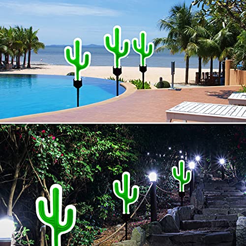 Solar Cactus Neon Lights Outdoor Christmas Decor- 41.3″ Set Of 2 Garden Stake Decorative Led Lights Waterproof Path Lighting For Christmas Yard Lawn Patio Walkway Driveway Sidewalk Christmas Decor #TOP5