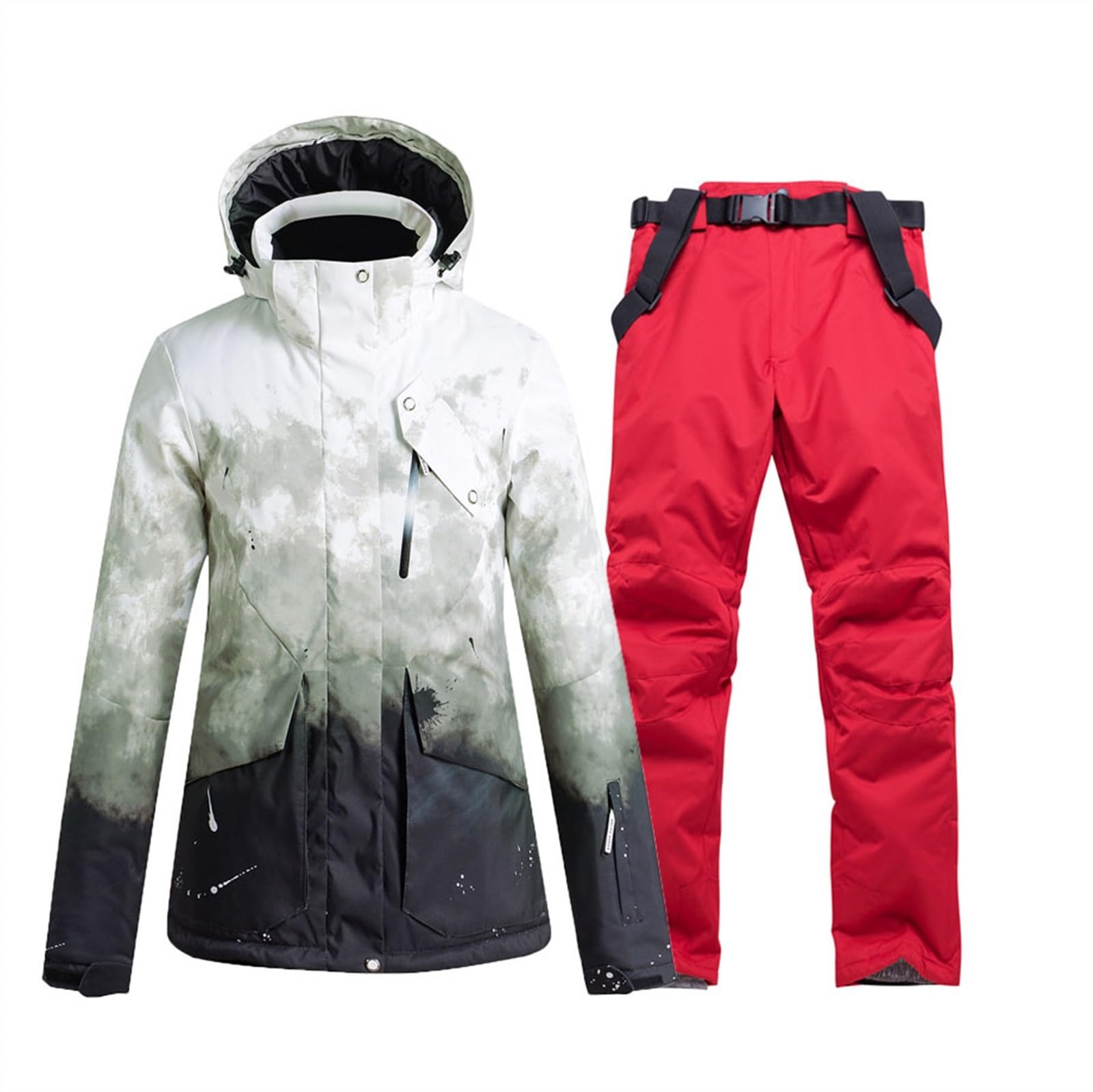 Completo Da Sci Da Uomo In Due Pezzi, Set Di Tute Da Sci Da Alpinismo Impermeabili, Sciolte E Isolate Alla Moda, Tute Da Sci Con Cappuccio Per Esterni Invernali, Per Lavoro All'aperto