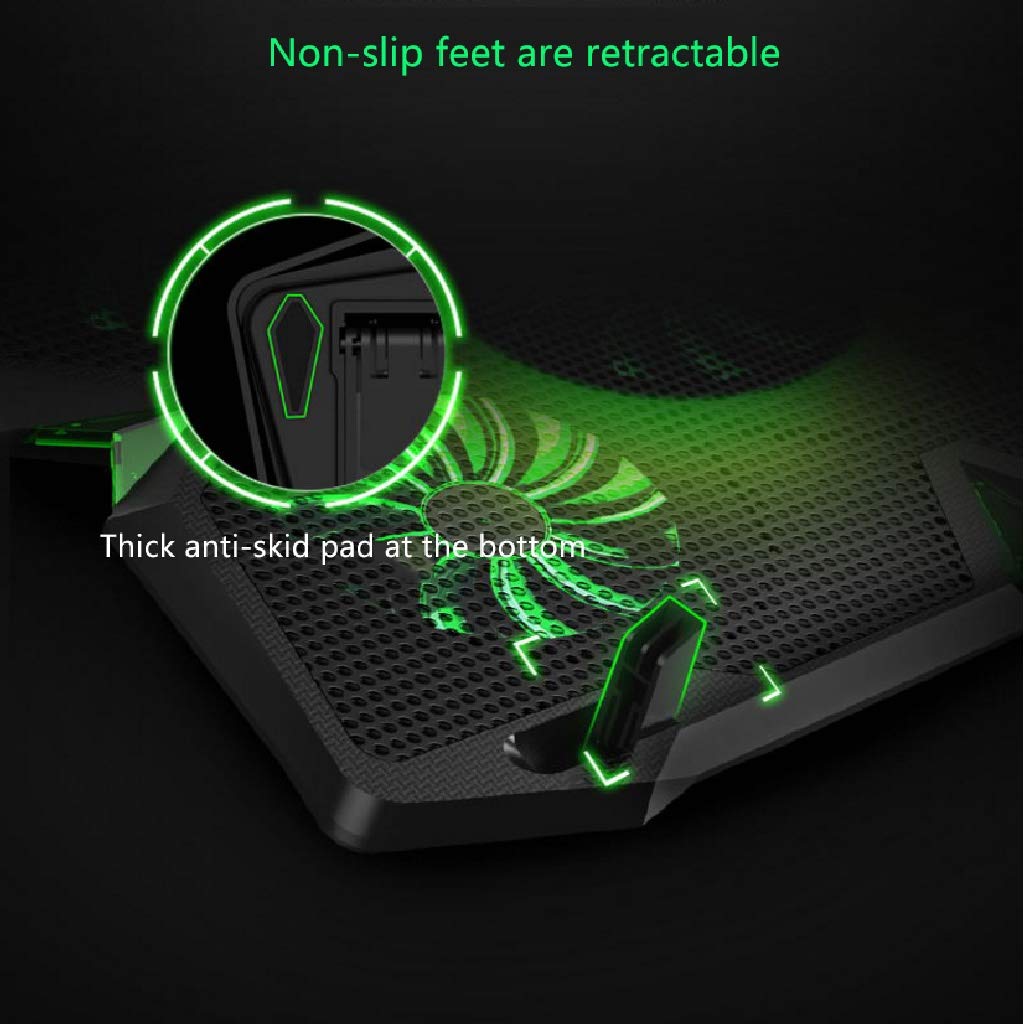MYBA Refroidisseur PC Portable 12-17 Pouces Gaming Cooler Laptop Cooling Pad |5 Ventilateurs Silencieux |1400rpm Fort Vent conçu for Les Joueurs et Le Bureau Refroidisseur Ordinateur Portable
