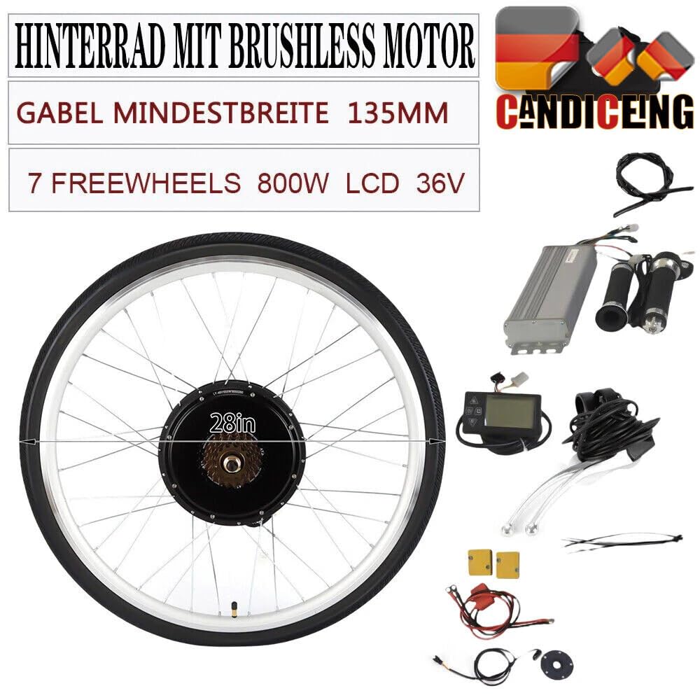 Kit de conversion de vélo électrique 500/800 W 28" pour roue arrière, moteur moyeu de conversion pour vélo électrique (800 W)