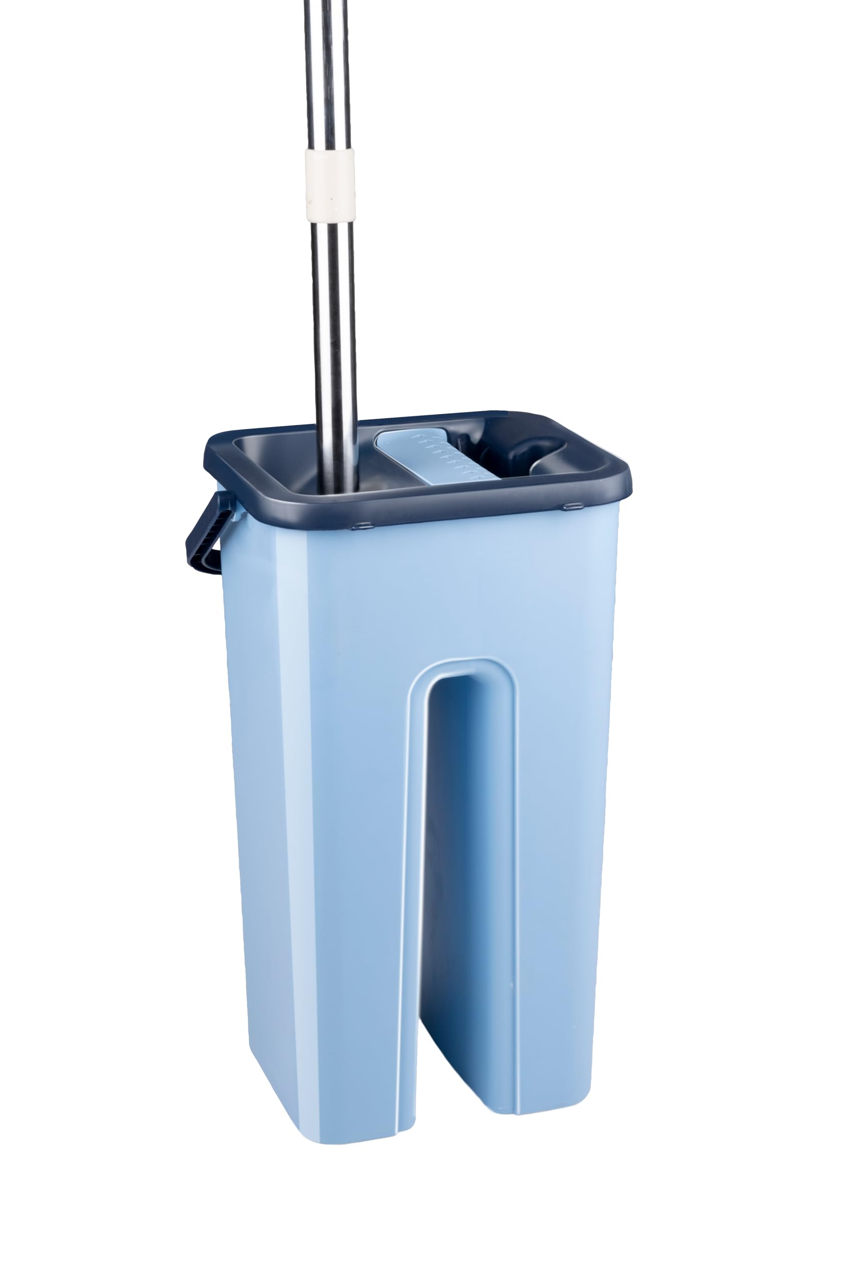 Alpina Juego de fregona y Cubo, Limpiador de Suelos, Incluye 2 paños de Microfibra, para Suelos Duros, rotación de 360°, Color Azul