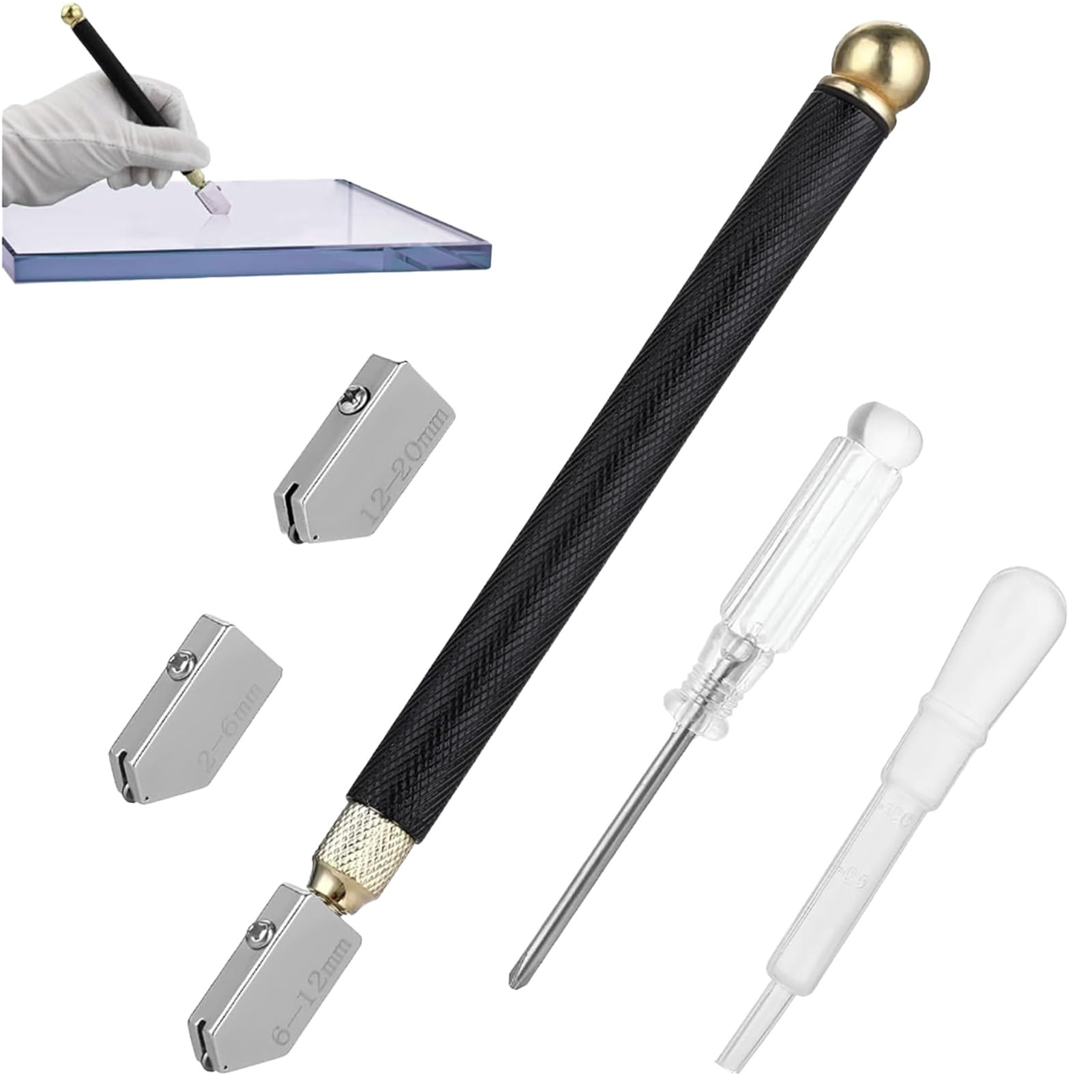 Tagliavetro Professionale 2–20 mm Tagliavetro Compatibile Con Sistema Di Alimentazione A Olio Automatico, Utensile Da Taglio Tipo Matita Con Punta In Carburo Per Vetro, Specchi