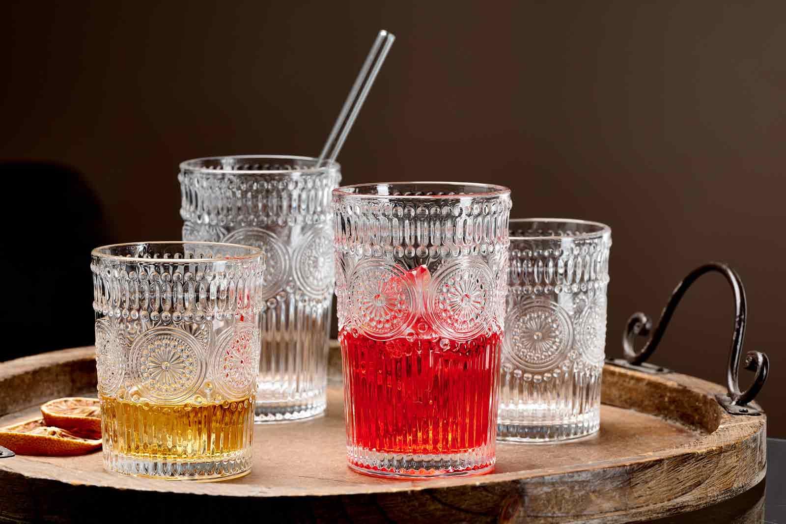 Ritzenhoff & Breker Paolo Bargläser Set 12-teilig – 6x Longdrinkgläser 330 ml & 6x Whiskygläser 250 ml – Trinkgläser im Retro Design, Ornamentik, spülmaschinenfest – Klar