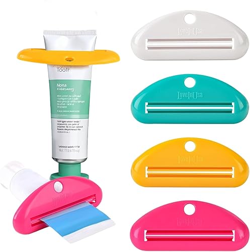 LOVEINUSA Dispensador de exprimidor de tubos de pasta de dientes paquete de 4 colores aleatorios disponible en Yaxa Colombia