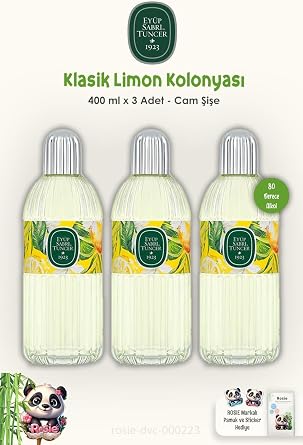 Ey p Sabri Tuncer Klasik Limon Kolonyas  Cam  i e 3 Adet 400 ml ve ROSIE