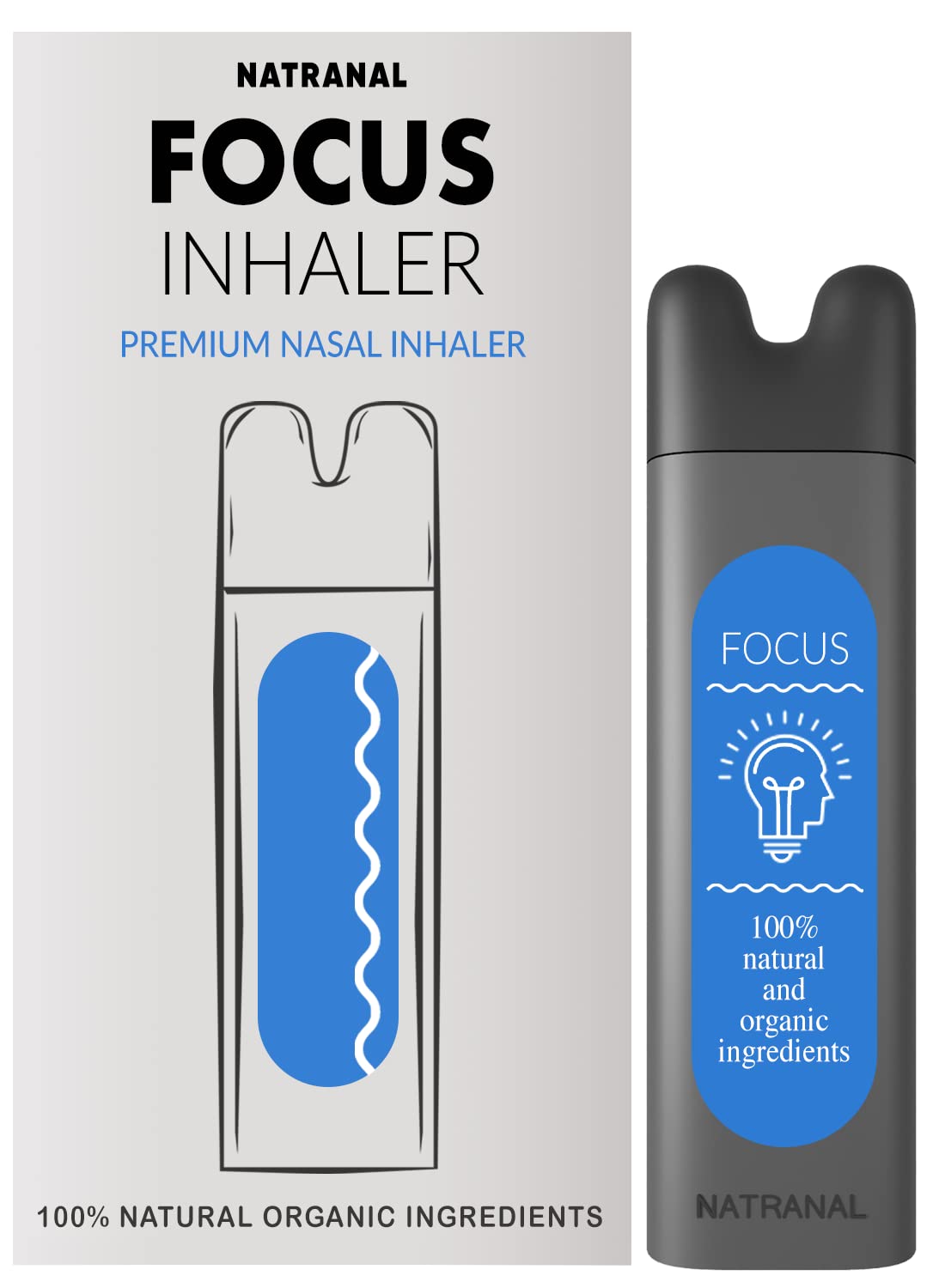 Natranal Focus Organic Dual Nasal Inhaler - Focus, Memory and Concentration Support - Aromatherapy Inhaler to Increase Focus and Mental Speed - Made in USA