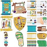 Outus 36 Set Religious Sunday School Crafts Armor of God DIY Craft Kit VBS Christian Crafts for Kids Bible Hanging Ornament Sunday School Paper Craft Sticker for Christmas DIY Activity Preschool