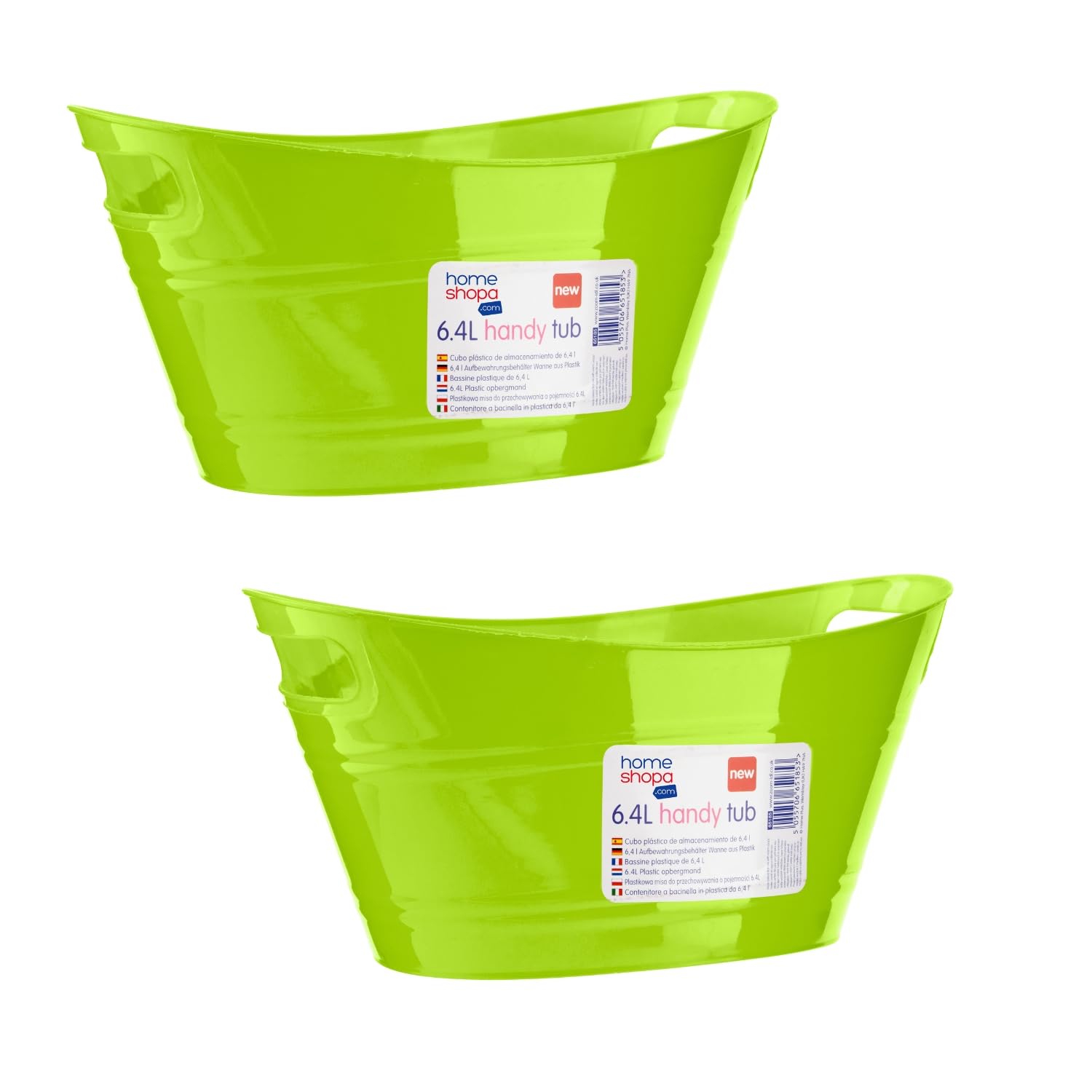 Homeshopa.com Green Homeshopa 6.4 Litre Plastic Handy Tub Ice Bucket, 2 Pack Beverage Bucket With Handle, Stackable & Lightweight, Cooling Bottles Cans Utility Tub, Ideal For Party, Home & Garden
