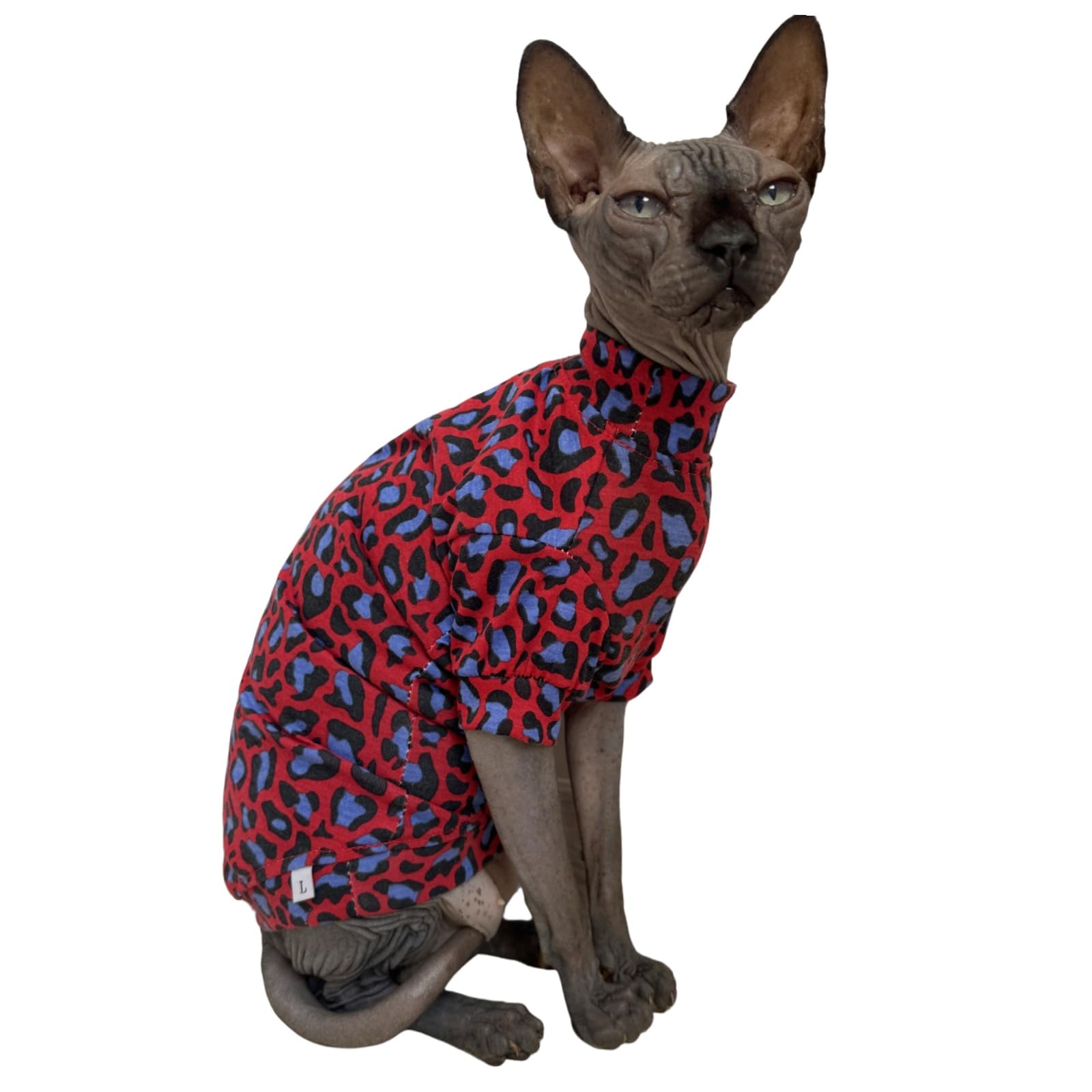 Limited Edition Sphynx Cat Cotton T-Shirts Hairless Cat Sweatshirt Pet Kitten Clothes Round Collar Kitten Shirts Vest Cats & Small Dogs Apparel (Blue