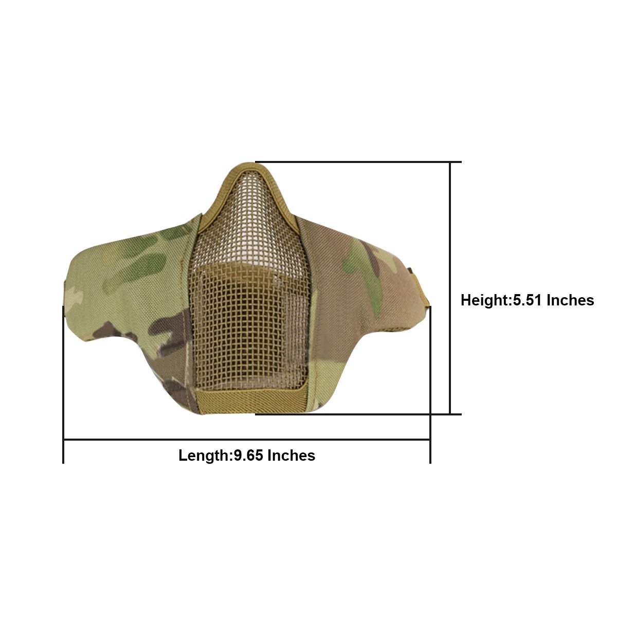 GES Mascherina Tattica Pieghevole Maschera Esterna Maschera Protettiva Maschera Protettiva Maschera Respirabile per Airsoft Paintball CS con Cintura Regolabile in Cintura