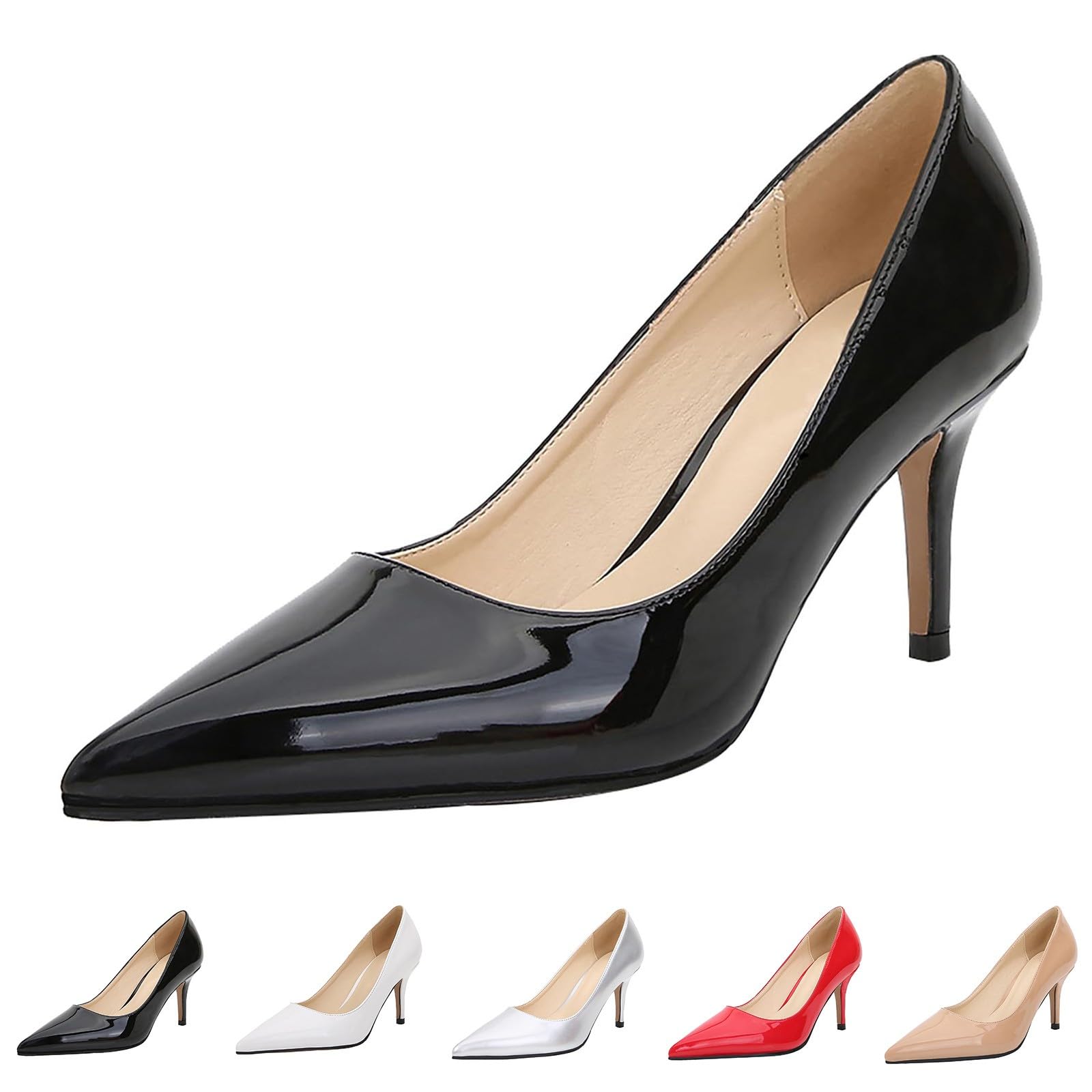 Escarpins Femmes Grande Taille Bout Pointu Cuir Verni Chaussures Talons Hauts Aiguille Sexy léger Chaussures pour Soirée Fête Robe De Banquet Robe De Mariée