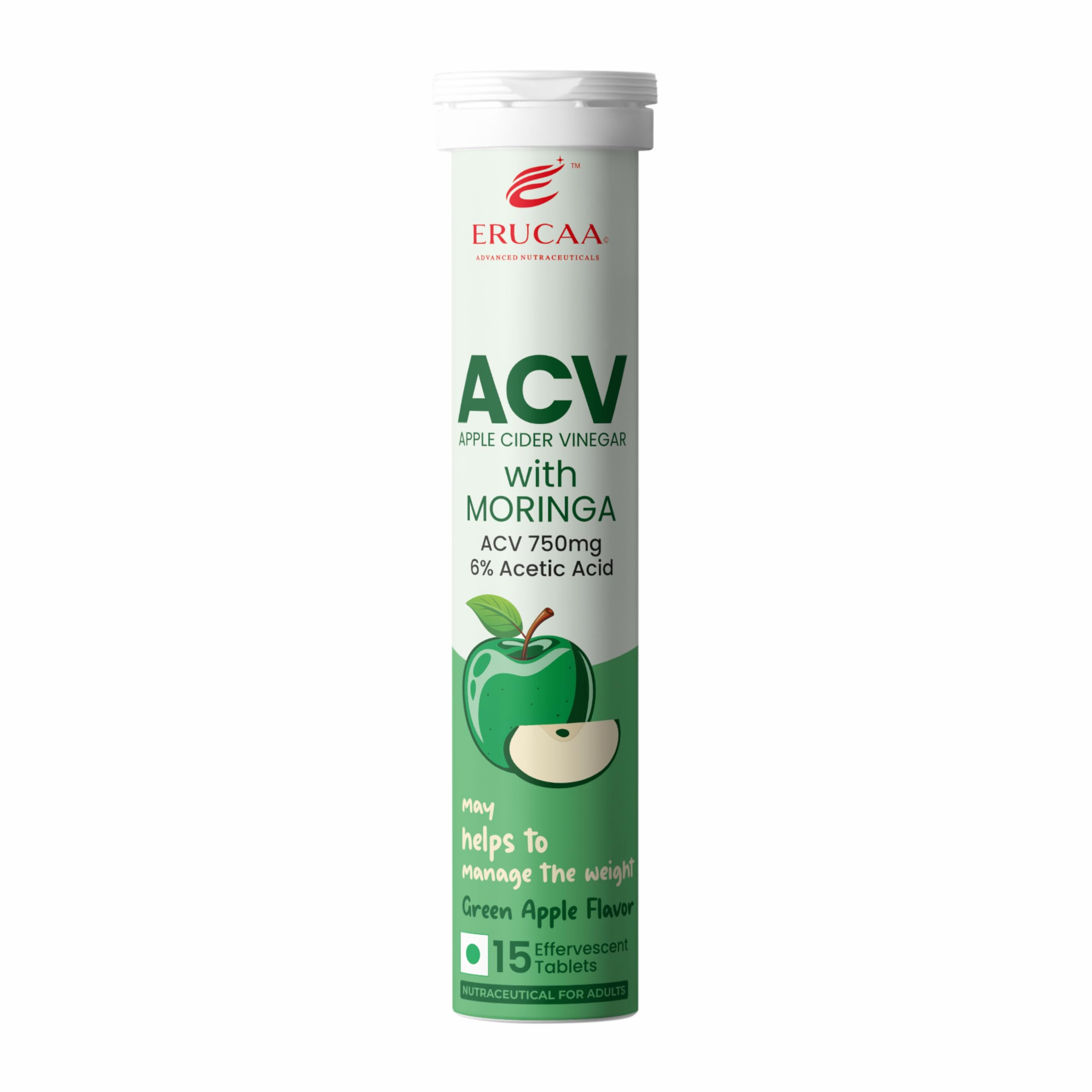 ACV Moringa | Control Cravings I Apple Cider Vinegar, Cinnamon, Guggul I No Maltodextrin & No Added Sugar I 15 Effervescent Tablets - Green Apple,-picture-18