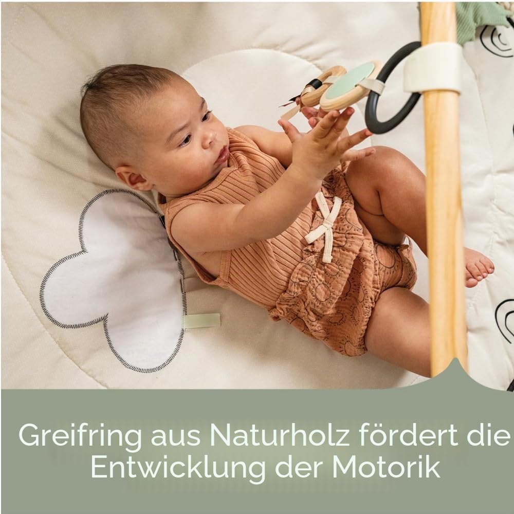 Tiny Love Luxe Developmental Gymini, Baby-Spielbogen mit Musik, ab 0 Monaten, Spielmatte für Babys, 20 Aktivitäten, musikalisches Mitnehmspielzeug, 12 Meilensteinkarten, Black & White Décor