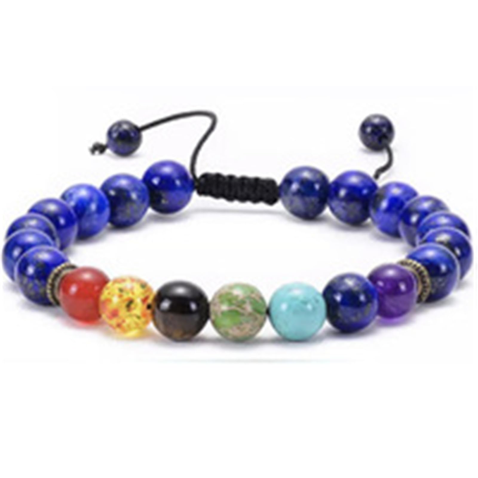 YCTTKDD Pulsera de energía de 7 Chakras - Lapislázuli Tejida a Mano y Cuentas de Ojo de Tigre, Cristales