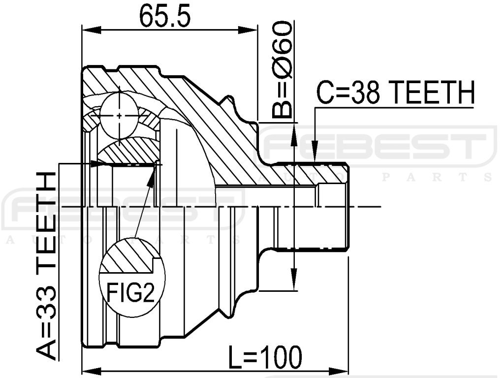 Amazon.com: 701498099 - Outer CV Joint 33X60X38 For VW : Automotive