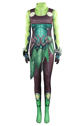 Auoctey Women Mantis Cosplay Costume Mantis Jumpsuit Costume Bodysuit Gauntlet Coat Outfit Superhero Halloween Suit Adult - Green - Small
