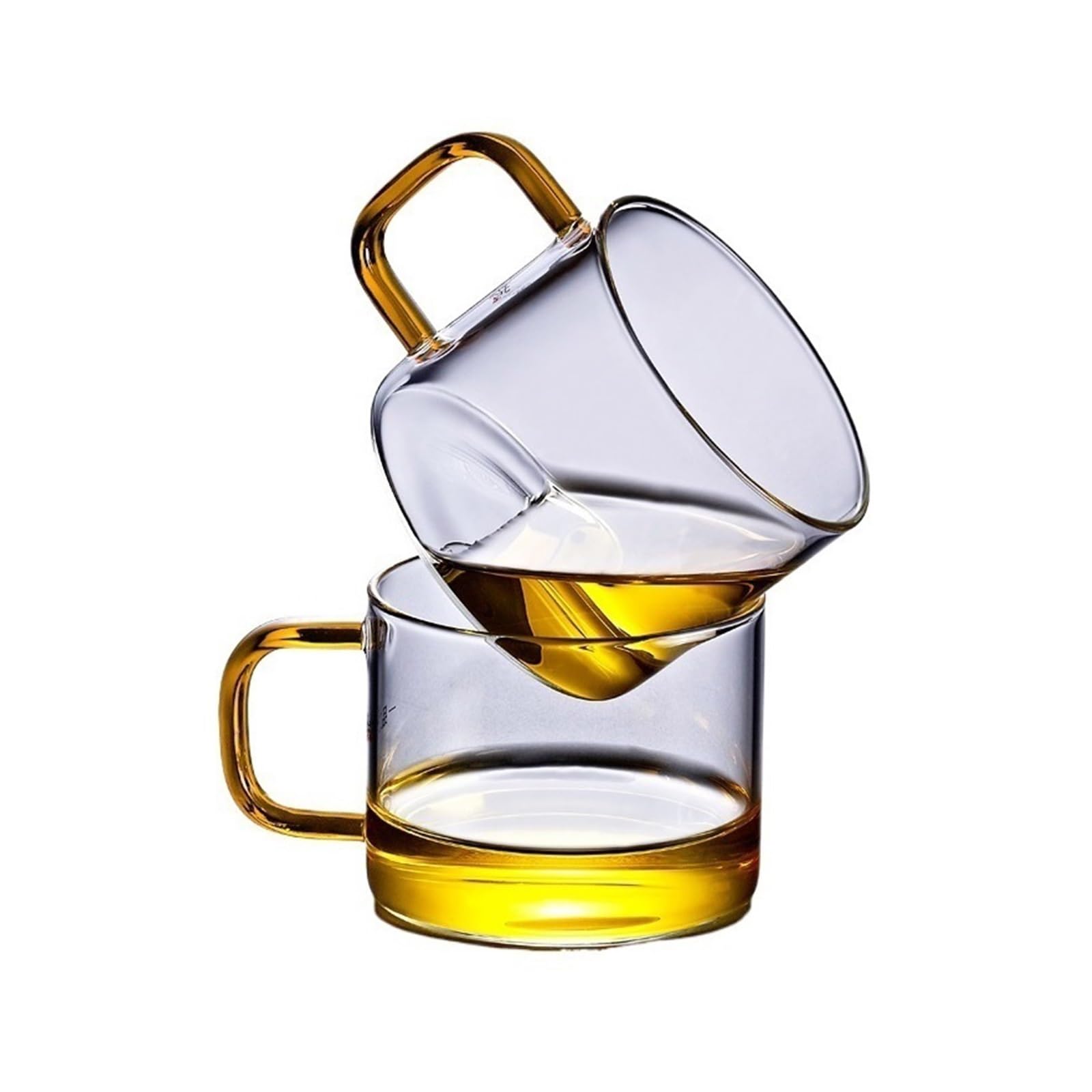 Kubki Szklane Zestaw 2 szklanych kubków, przezroczyste kubki do kawy, kubek degustacji herbaty z uchwytem, ​​5 uncji/150 ml Kieliszki koktajlowe(Clear)